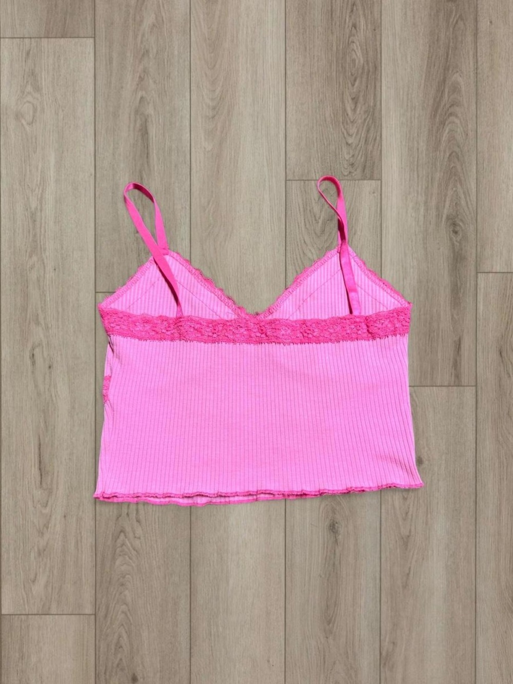 Pink Lace-Trim Ribbed Camisole - Picture 2 of 2